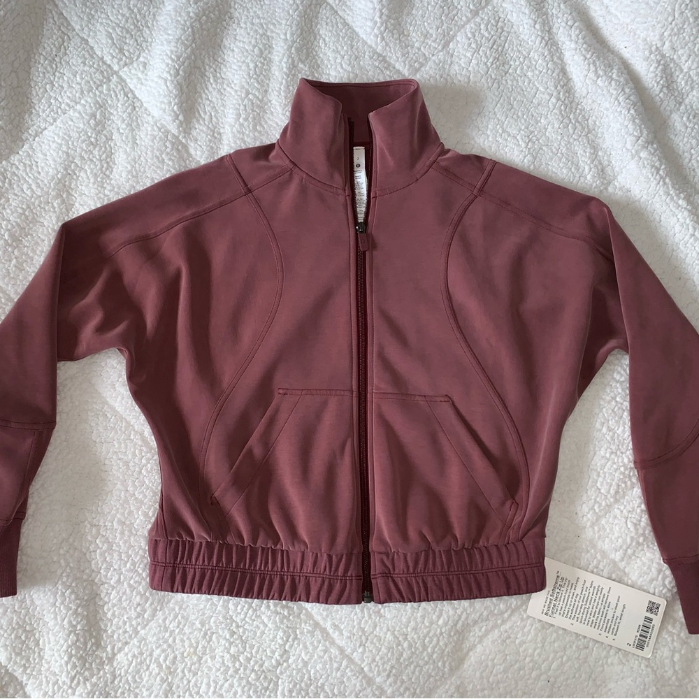 Lululemon brushed softstreme funnel neck zip up size 2 red merlot new with tags